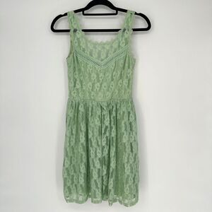 Vintage City Triangles Y2K Dress Juniors Size 3 Green Lace-Up Back Fairy Whimsy